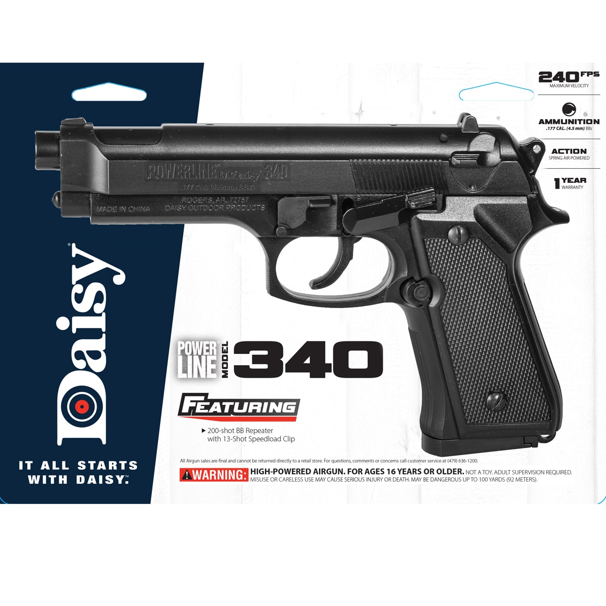 Daisy Model 340 .177 Cal BB pistol. 13-shot Speedload Clip.