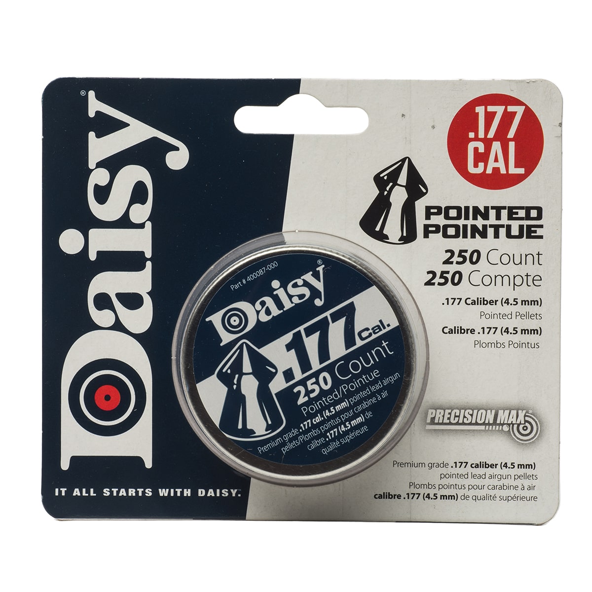 Daisy .177 Caliber PrecisionMax Pointed Pellets, 250-Count Tin - Daisy
