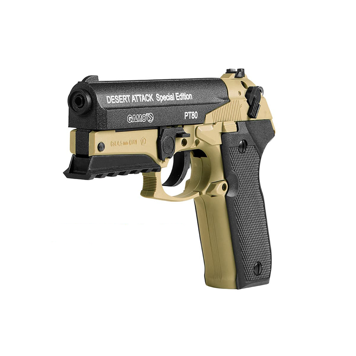 PT-80 Desert Attack CO2 Pellet Pistol desert color and tactical rail